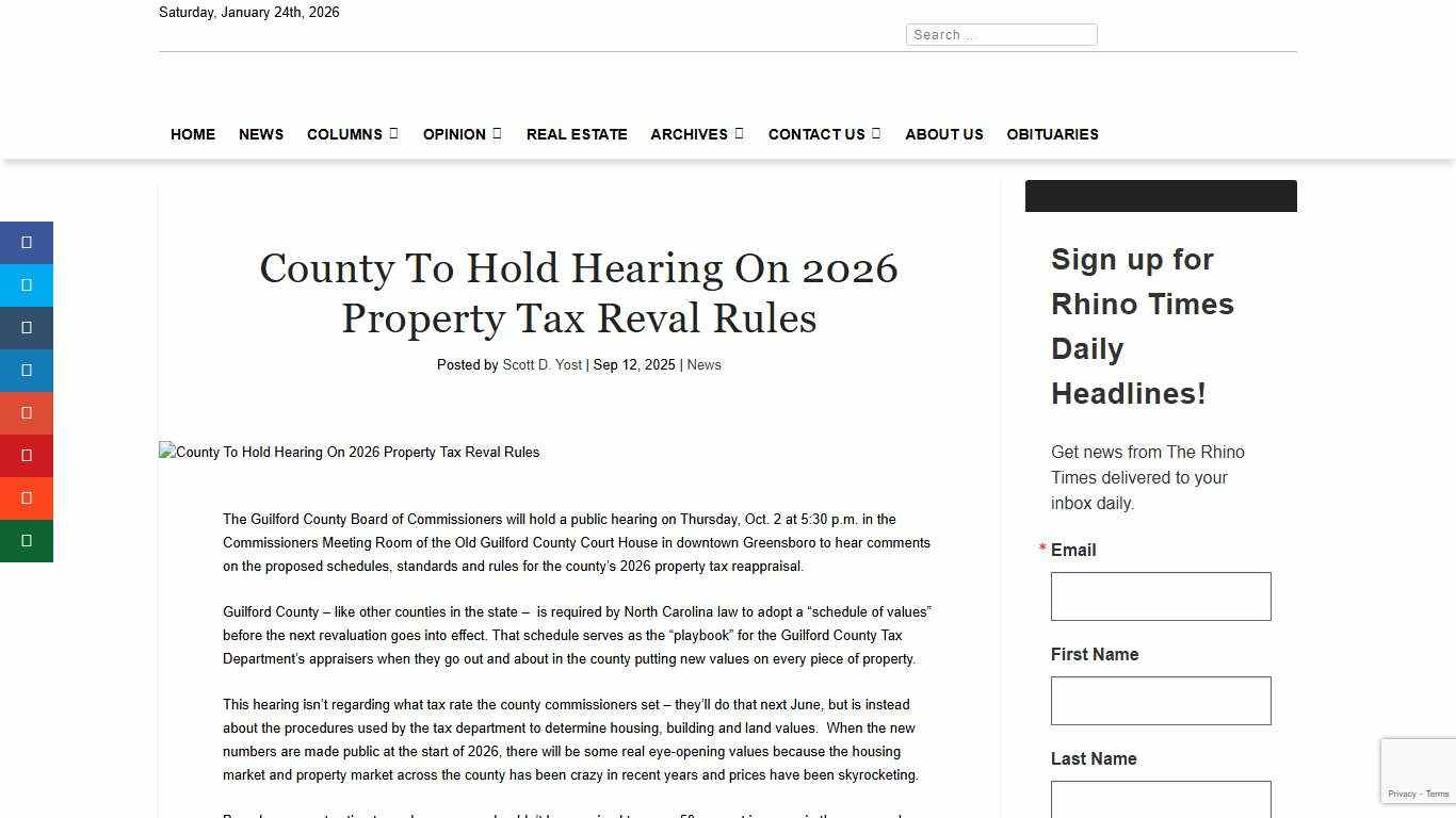 County To Hold Hearing On 2026 Property Tax Reval Rules - The Rhino Times of Greensboro